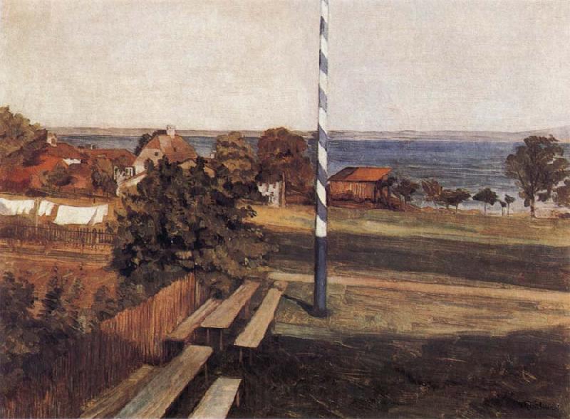 Wilhelm Trubner Landscape with Flagpole Germany oil painting art